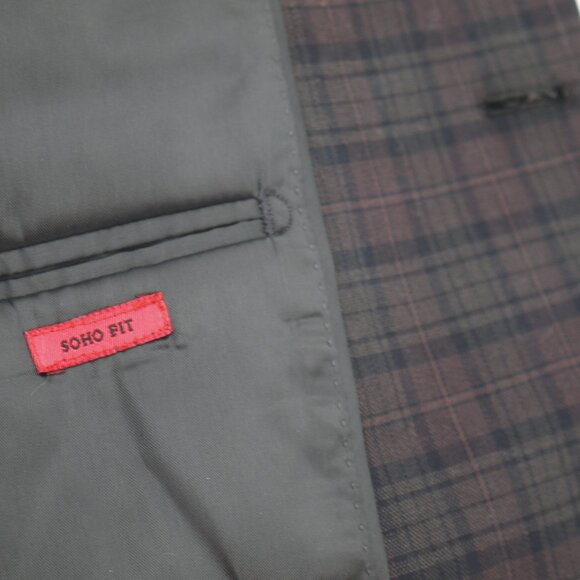 John Varvatos Sport Coat Mens 40R Cotton Blend Soho Fit Two Button Plaid notch - Picture 10 of 13